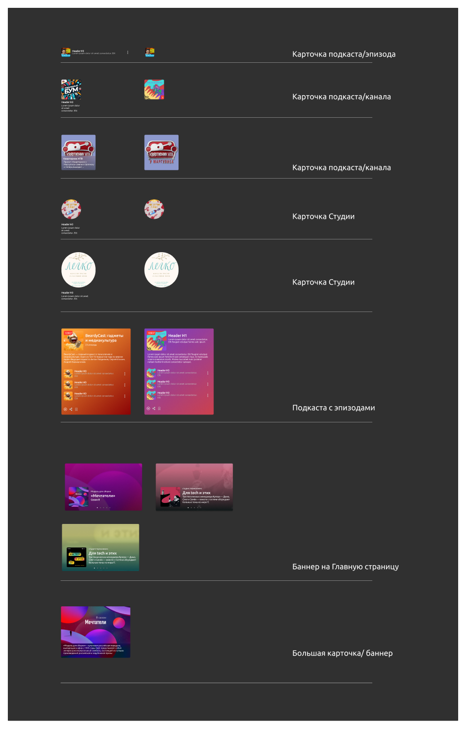 Карточки UI-кита